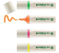 Edding 24 surligneurs - lot 4 - jaune, orange, rose, vert | pointe biseautée 2-5 mm - rechargeables, en matériau recyclable
