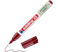 Edding 25 marqueur permanent - rouge - 1 stylo - pointe ogive 1 mm | stylos imperméables, à séchage rapide et anti-bavure - rechargeable