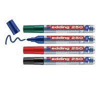 Edding 250 Marqueur pour tableaux blancs - multi-couleur - étui de 4 stylos - pointe ronde 1,5-3 mm - feutre effaçable - pour tableaux blanc, magnétique, mémo et chevalet de conférence - rechargeable