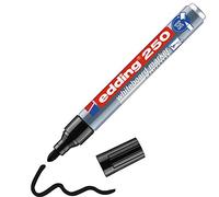 Edding 250 Marqueur pour tableaux blancs - noir - 1 stylo - pointe ronde 1,5-3 mm - feutre effaçable - pour tableaux blanc, magnétique, mémo et chevalet de conférence - sketchnotes - rechargeable