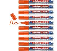 edding 250 Marqueur pour tableaux blancs - orange - 10 stylos - pointe ronde 1,5-3 mm - feutre effaçable - pour tableaux blanc, magnétique, mémo et chevalet de conférence - sketchnotes