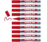 Edding 250 Marqueur pour tableaux blancs - rouge - 10 stylos - sketchnotes | pointe ronde 1,5-3 mm - feutre effaçable - pour tableaux blanc, magnétique, mémo et chevalet de conférence - rechargeable