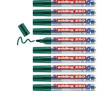 edding 250 Marqueur pour tableaux blancs - vert - 10 stylos - pointe ronde 1,5-3 mm - feutre effaçable - pour tableaux blanc, magnétique, mémo et chevalet de conférence - sketchnotes - rechargeable