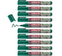 edding 28 EcoLine Marqueur pour tableaux blancs - vert - 10 stylos - pointe ronde 1,5-3 mm - feutre effaçable - pour tableaux blanc, magnétique, mémo et chevalet de conférence - rechargeable