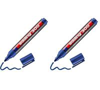 Edding 300 Marqueur permanent - bleu - 1 stylo - pointe ronde 1,5-3 mm - sèche vite, résiste à l'eau et aux frottements - pour carton, plastique, bois, métal, verre (Lot de 2)
