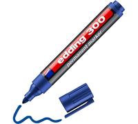 Edding 300 Marqueur Permanent - Bleu - 1 Stylo - Pointe Ronde 1,5-3 Mm - Sèche Vite, Résiste À L'eau Et Aux Frottements - Pour Carton, Plastique, Bois, Métal, Verre