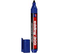 edding 300 Marqueur permanent - bleu - 1 stylo - pointe ronde 1,5-3 mm - sèche vite, résiste à l'eau et aux frottements - pour carton, plastique, bois, métal, verre