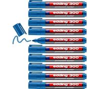 edding 300 Marqueur permanent - bleu clair - 10 stylos - pointe ronde 1,5-3 mm - sèche vite, résiste à l'eau et aux frottements - pour carton, plastique, bois, métal, verre