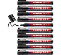 Edding 300 Marqueur Permanent - Noir - 10 Stylos - Pointe Ronde 1,5-3 Mm - Sèche Vite, Résiste À L'eau Et Aux Frottements - Pour Carton, Plastique, Bois, Métal, Verre