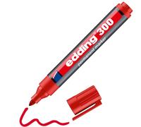 edding 300 Marqueur permanent - rouge - 1 stylo - pointe ronde 1,5-3 mm - sèche vite, résiste à l'eau et aux frottements - pour carton, plastique, bois, métal, verre