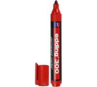 edding 300 Marqueur permanent - rouge - 1 stylo - pointe ronde 1,5-3 mm - sèche vite, résiste à l'eau et aux frottements - pour carton, plastique, bois, métal, verre