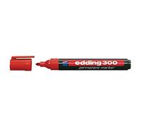 edding 300 Marqueur permanent - rouge - 10 stylos - pointe ronde 1,5-3 mm - sèche vite, résiste à l'eau et aux frottements - pour carton, plastique, bois, métal, verre