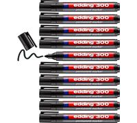 Edding 300 Marqueur Permanent Stylo Pointe Bille Noire Paquet De 10