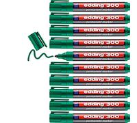 edding 300 Marqueur permanent - vert - 10 stylos - pointe ronde 1,5-3 mm - sèche vite, résiste à l'eau et aux frottements - pour carton, plastique, bois, métal, verre