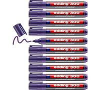 Edding 300 Marqueur Permanent - Violet - 10 Stylos - Pointe Ronde 1,5-3 Mm - Sèche Vite, Résiste À L'eau Et Aux Frottements - Pour Carton, Plastique, Bois, Métal, Verre