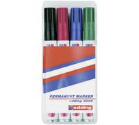 Edding 3000 4-3000-4-1999 Marqueur permanent noir, rouge, bleu, vert résiste à