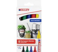 Edding 3000 4-3000-5 Marqueur permanent noir, bleu, rouge, vert, jaune résiste