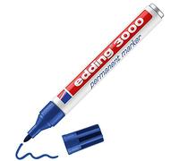 edding 3000 Marqueur permanent - bleu - 1 stylo - pointe ronde 1,5-3 mm - sèche vite - résiste à l'eau et à l'essuyage - pour carton, plastique, bois, métal - marqueur universel