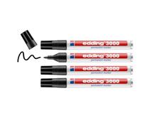 edding 3000 Marqueur permanent - bleu - 4 stylos - pointe ronde 1,5-3 mm | sèche vite - résiste à l'eau et à l'essuyage - pour carton, plastique, bois, métal - marqueur universel