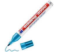 edding 3000 Marqueur permanent - bleu clair - 1 stylo - pointe ronde 1,5-3 mm - sèche vite - résiste à l'eau et à l'essuyage - pour carton, plastique, bois, métal - marqueur universel