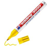 edding 3000 Marqueur permanent - jaune - 1 stylo - pointe ronde 1,5-3 mm - sèche vite - résiste à l'eau et à l'essuyage - pour carton, plastique, bois, métal - marqueur universel