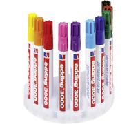edding 3000 Marqueur permanent - multi-couleur - boîte de présentation de 10 stylos - pointe ronde 1,5-3 mm - sèche vite - résiste à l'eau et à l'essuyage - pour carton, plastique, bois, métal, tissu