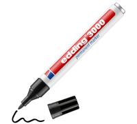 edding 3000 Marqueur permanent - noir - 1 stylo - pointe ronde 1,5-3 mm - sèche vite - résiste à l'eau et à l'essuyage - pour carton, plastique, bois, métal - marqueur universel