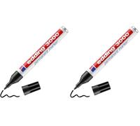 Edding 3000 Marqueur permanent - noir - 1 stylo - pointe ronde 1,5-3 mm - sèche vite - résiste à l'eau et à l'essuyage - pour carton, plastique, bois, métal - marqueur universel (Lot de 2)