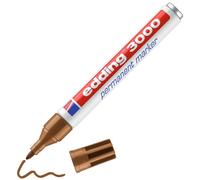 edding 3000 Marqueur permanent - ocre - 1 stylo - pointe ronde 1,5-3 mm - sèche vite - résiste à l'eau et à l'essuyage - pour carton, plastique, bois, métal - marqueur universel