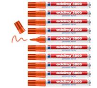 edding 3000 Marqueur permanent - orange - 10 stylos - marqueur universel | pointe ronde 1,5-3 mm - sèche vite - résiste à l'eau et à l'essuyage - pour carton, plastique, bois, métal