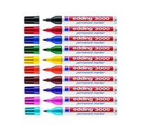 Edding 3000 Marqueur permanent rechargeable, pointe ogive, tige en aluminium Lot de 10 / assortiment (n° 1-10).