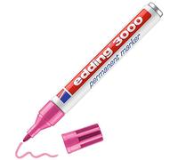 edding 3000 Marqueur permanent - rose - 1 stylo - pointe ronde 1,5-3 mm - sèche vite - résiste à l'eau et à l'essuyage - pour carton, plastique, bois, métal - marqueur universel