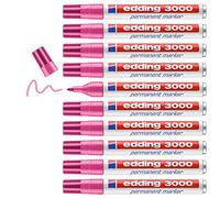 edding Marqueur permanent 3000 – rose – pointe ronde 1,5–3 mm – lot de 10 – résistant à l'eau