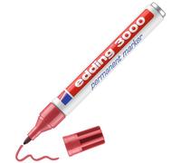 edding 3000 Marqueur permanent - rouge - 1 stylo - pointe ronde 1,5-3 mm - sèche vite - résiste à l'eau et à l'essuyage - pour carton, plastique, bois, métal - marqueur universel