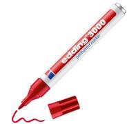 edding 3000 Marqueur permanent - rouge - 1 stylo - pointe ronde 1,5-3 mm - sèche vite - résiste à l'eau et à l'essuyage - pour carton, plastique, bois, métal - marqueur universel