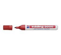 edding 3000 Marqueur permanent - rouge - 1 stylo - pointe ronde 1,5-3 mm - sèche vite - résiste à l'eau et à l'essuyage - pour carton, plastique, bois, métal - marqueur universel