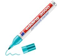 edding 3000 Marqueur permanent - turquoise (bleu) - 1 stylo - pointe ronde 1,5-3 mm - sèche vite - résiste à l'eau et à l'essuyage - pour carton, plastique, bois, métal - marqueur universel