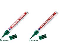 Edding 3000 Marqueur permanent - vert - 1 stylo - pointe ronde 1,5-3 mm - sèche vite - résiste à l'eau et à l'essuyage - pour carton, plastique, bois, métal - marqueur universel (Lot de 2)