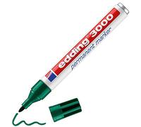 edding 3000 Marqueur permanent - vert - 1 stylo - pointe ronde 1,5-3 mm - sèche vite - résiste à l'eau et à l'essuyage - pour carton, plastique, bois, métal - marqueur universel