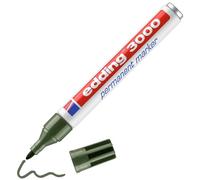 edding 3000 Marqueur permanent - vert olive - 1 stylo - pointe ronde 1,5-3 mm - sèche vite - résiste à l'eau et à l'essuyage - pour carton, plastique, bois, métal - marqueur universel