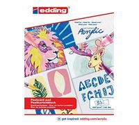 edding 30010 bloc de cartes postales pour peinture acrylique-blanc-20 feuilles A6-papier 300g/m² semblable à la toile pour peinture acrylique ou à l'huile,sans acide,idéal pour artistes de tout niveau