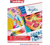 Edding 30010 Bloc Pour Peinture À L'huile Et Acrylique -Blanc-10 Feuilles A4 - Papier 300 G/M² Semblable À La Toile Pour Peinture Acrylique Ou À L'huile, Sans Acide, Idéal Pour Artistes De Tout Niveau