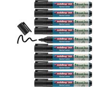 edding 31 EcoLine Marqueur pour chevalets - noir - 10 stylos - pointe ronde 1,5-3 mm - pour écrire, dessiner sur du papier pour tableau de conférence - ne déborde pas - ne sèche pas - rechargeable
