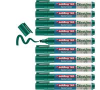 edding 32 EcoLine Marqueur pour chevalets - vert - 10 stylos - pointe biseautée 1-5 mm - pour écrire, dessiner sur du papier pour tableau de conférence - ne déborde pas - ne sèche pas - rechargeable