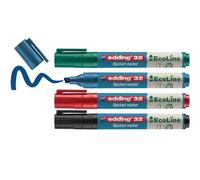 Edding 32 Marqueur chevalets - Gamme Ecoline rechargeable -Largeur de trait 1-5 mm - Boite de 4 coloris assortis