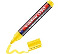 Edding 330 Marqueur Permanent - Jaune - 1 Stylo - Pointe Biseautée 1-5 Mm - Sèche Vite, Résiste À L'eau Et Aux Frottements - Pour Carton, Plastique, Bois, Métal, Verre