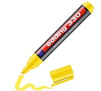 edding 330 Marqueur permanent - jaune - 1 stylo - pointe biseautée 1-5 mm - sèche vite, résiste à l'eau et aux frottements - pour carton, plastique, bois, métal, verre