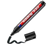 edding 330 Marqueur permanent - noir - 1 stylo - pointe biseautée 1-5 mm - sèche vite, résiste à l'eau et aux frottements - pour carton, plastique, bois, métal, verre