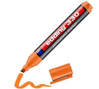 edding 330 Marqueur permanent - orange - 1 stylo - pointe biseautée 1-5 mm - sèche vite, résiste à l'eau et aux frottements - pour carton, plastique, bois, métal, verre