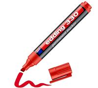 edding 330 Marqueur permanent - rouge - 1 stylo - pointe biseautée 1-5 mm - sèche vite, résiste à l'eau et aux frottements - pour carton, plastique, bois, métal, verre
